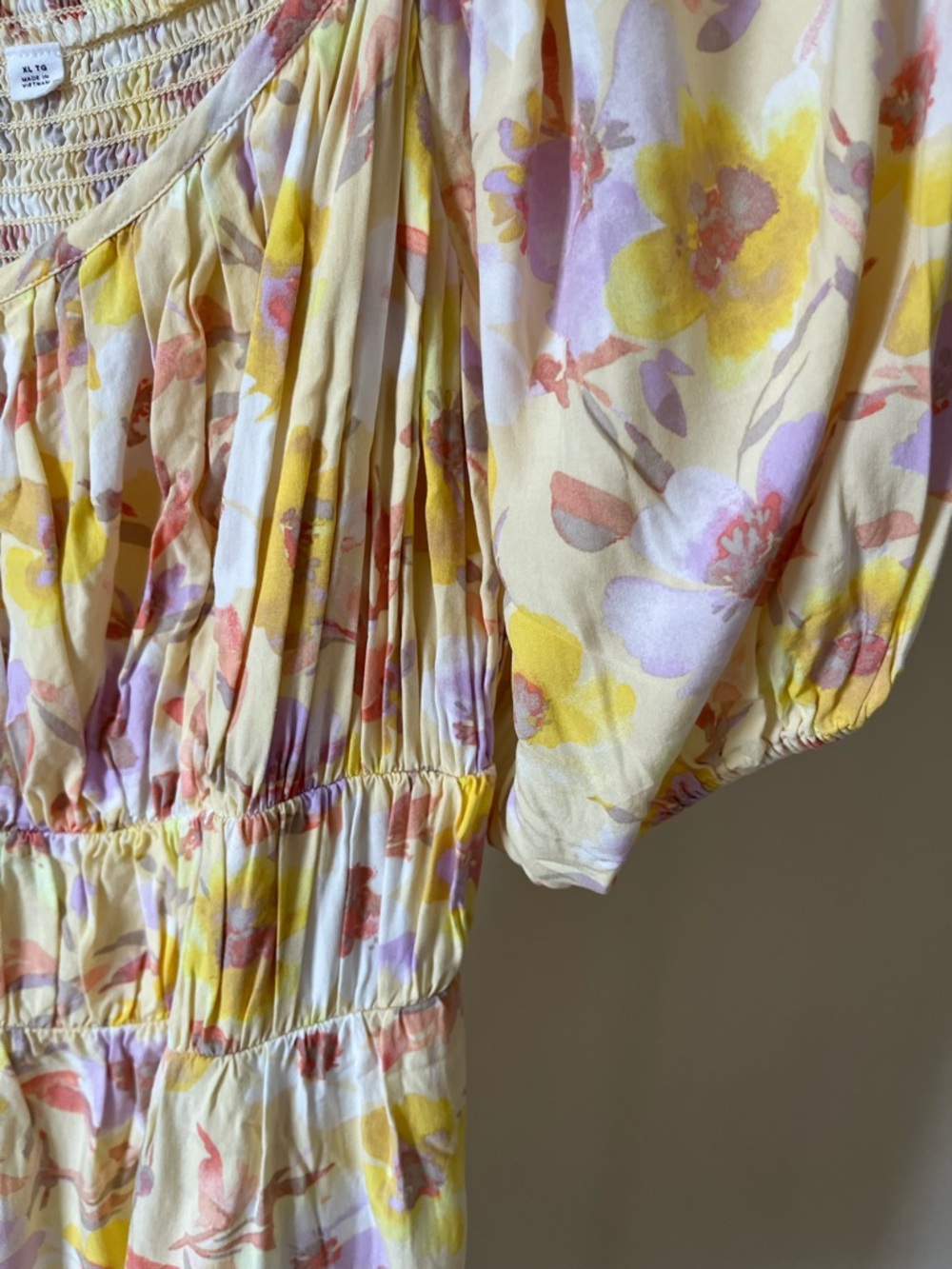 GAP Pastel Yellow Floral Puff-Sleeve Mini Dress - Picture 6 of 9